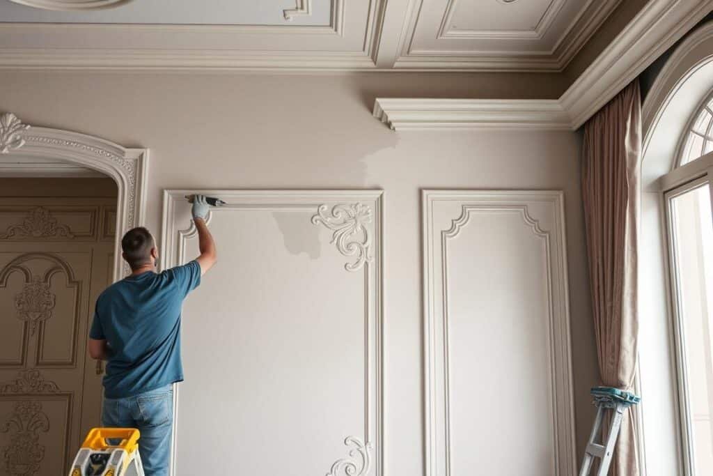 أعمال دهانات وتشطيبات داخلية في منزل كويتي