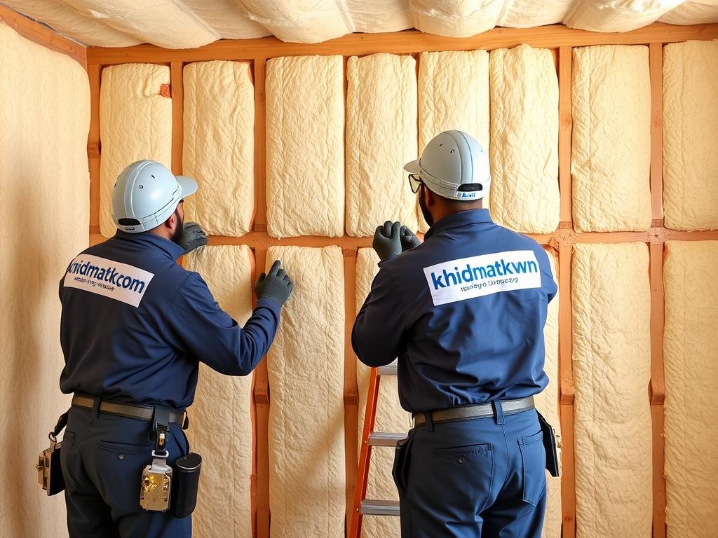 تركيب عازل حراري للأسطح من شركة khidmatkw.com