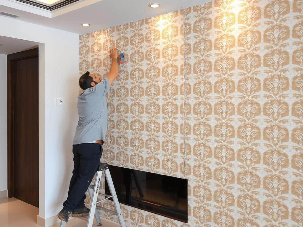 تركيب ورق جدران عصري في منزل كويتي