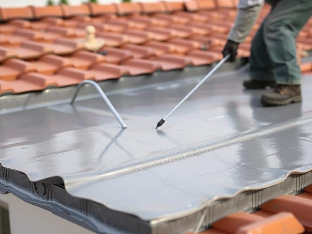 تطبيق عازل مائي على سطح منزل لمنع تسرب المياه