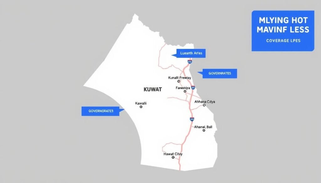 خريطة الكويت توضح مناطق تغطية خدمات نقل عفش بالكويت