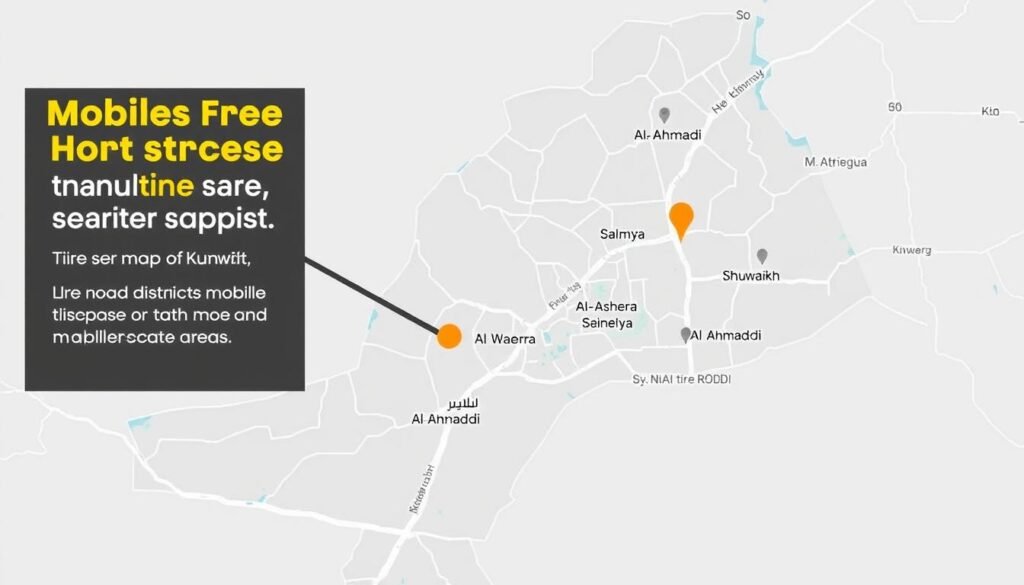 خريطة الكويت توضح مناطق تغطية خدمة بنشر متنقل الكويت
