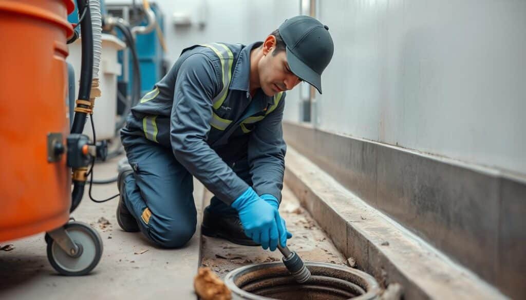 فني تسليك مجاري محترف في الكويت يستخدم معدات متطورة