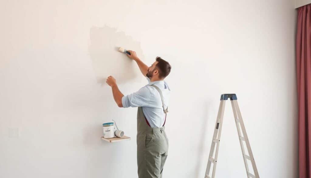 صباغ الكويت يقوم بدهان جدار منزل بألوان عصرية